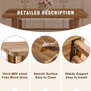 English Elm Table and Chair Set 5 Piece Wood Grain Top with Brown Techno Fabric Dining Seats W1151S04344