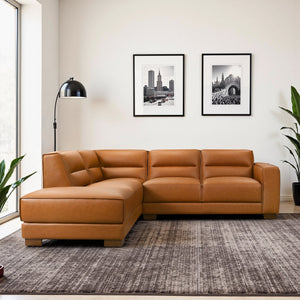English Elm Muncie Mid-century Vegan Leather Sectional Sofa with Walnut Legs for Living Room B183S00206