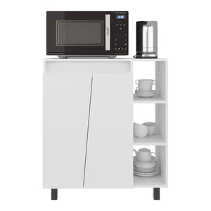 English Elm Enderlin Kitchen Microwave Stand with Open Shelves Cabinet White Melamine Finish B097P474298