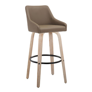 English Elm Adjustable Swivel Barstools Mid-century Walnut Faux Leather Kitchen Counter Set of 2 Brown B202S01920