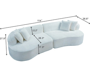 English Elm Modern Boucle Oversized L-shaped Sectional Sofa with Sculptural Curved Silhouette White W5515S00001