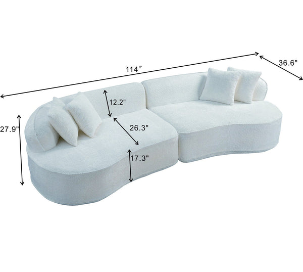 English Elm Modern Boucle Oversized L-shaped Sectional Sofa with Sculptural Curved Silhouette White W5515S00001