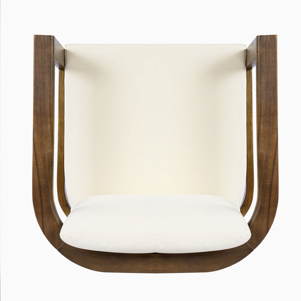 English Elm Outdoor Acacia Wood Dining Chairs Set of 2 with Cushions and Curved Arms Brown,Cream N768P372905B
