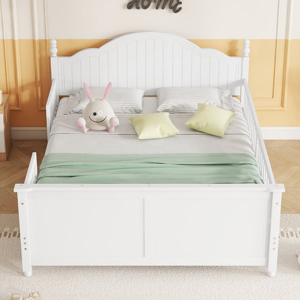 English Elm Twin Low Profile Kids Platform Bed Solid Pine Frame with Guardrails and Storage White W2593P411271