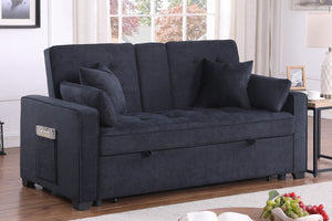 English Elm Corrado Woven Fabric Sleeper Loveseat with Console Usb Charging Pocket Coil Support B2749S00355