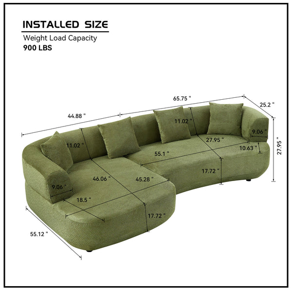 English Elm 110.63 Inch Quilted Polyester Curved Sectional Sofa Four Seat Modular Living Room Couch W2582S00187