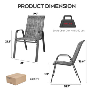 English Elm Outdoor Teslin Patio Chair Wide Ergonomic Seat Rust Proof Frame Commercial Grade Gray W3979P392984