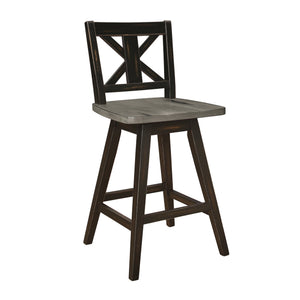English Elm Counter Height Chairs Set Of 2 - Black X-Back Swivel Dining Chairs For Rustic Kitchen Comfort B011P194598
