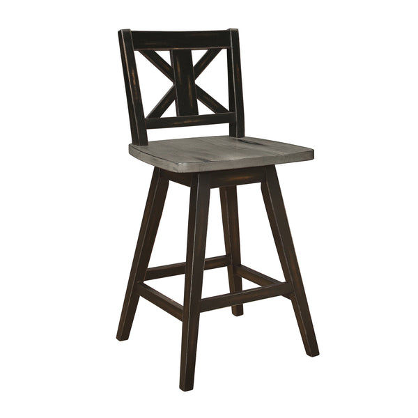English Elm Counter Height Chairs Set Of 2 - Black X-Back Swivel Dining Chairs For Rustic Kitchen Comfort B011P194598