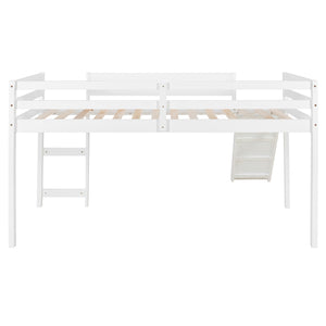 English Elm Loft Bed with Built-in Slide Solid Pine Twin Frame for Kids Bedroom Play N708P360093K