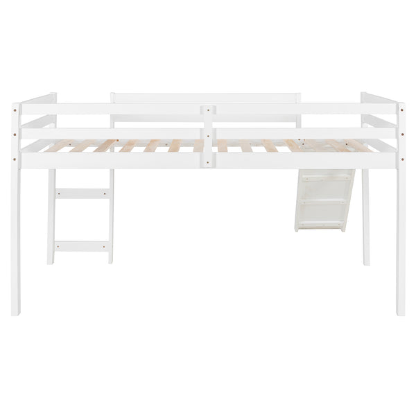English Elm Loft Bed with Built-in Slide Solid Pine Twin Frame for Kids Bedroom Play N708P360093K