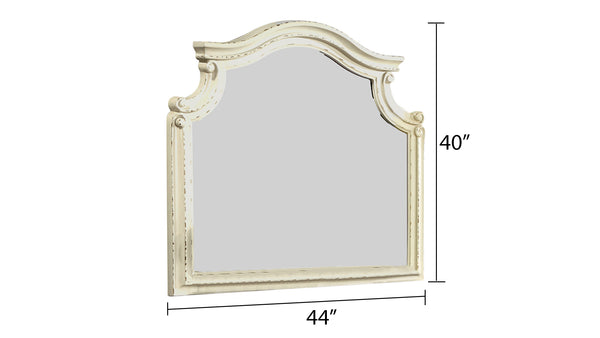 English Elm Noble Traditional Shape Wood Mirror in Antique Beige — Solid & Manufactured Wood, Classic Bedroom Elegance B009P168859
