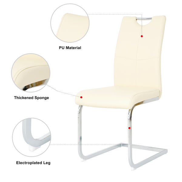 English Elm Modern Pu Upholstered Dining Chairs with Polished Metal Legs Ergonomic Set of 2 W210P164982
