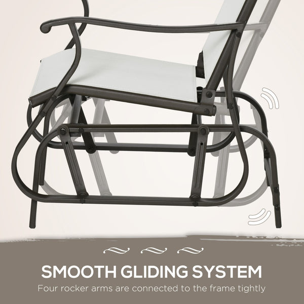 English Elm Outsunny 3-Piece Cream White Glider Bistro Set With Steel Frame & Tempered Glass Table For Patio Fun W2225P200856-GIGA