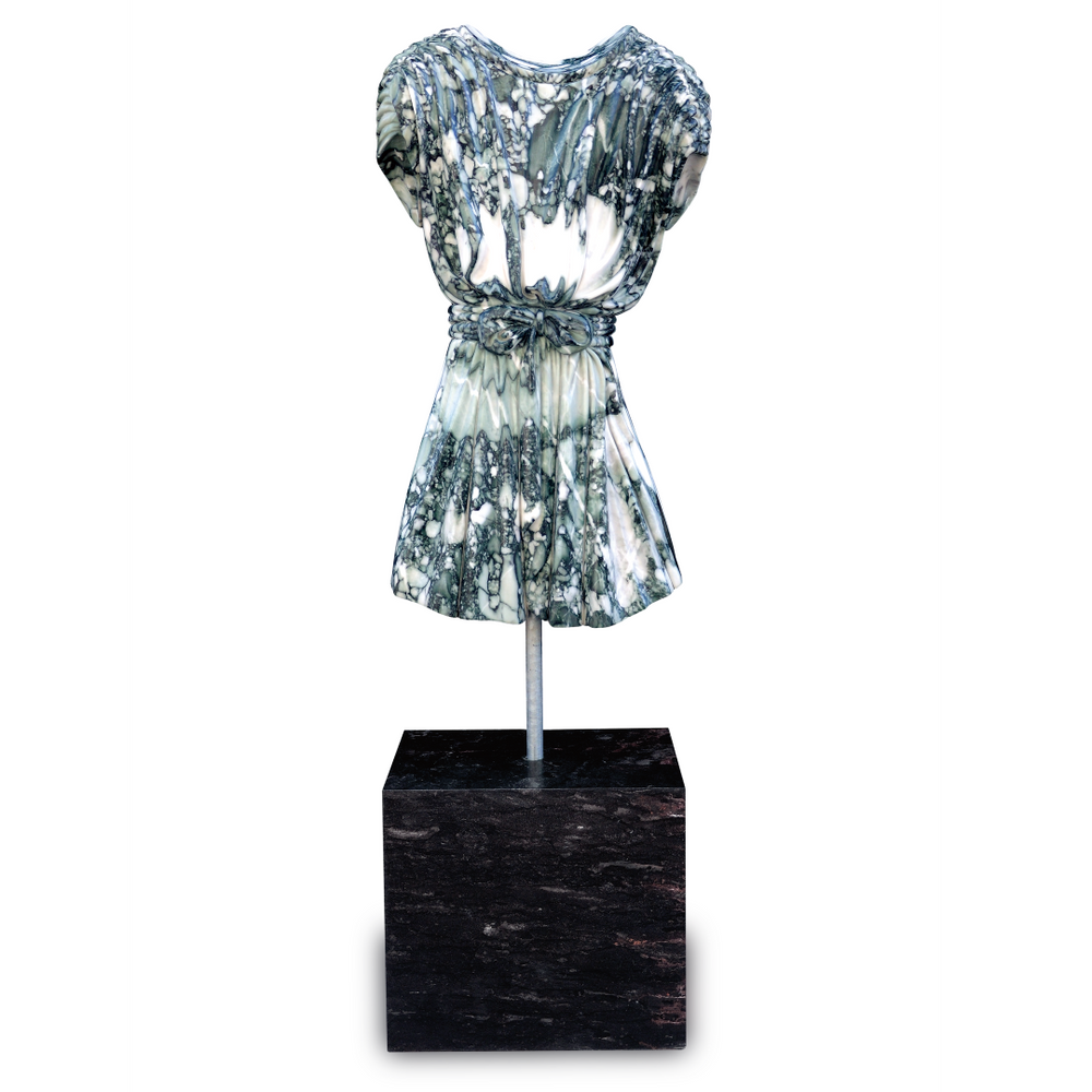Adara Marble Dress Sculpture - Vintage 1970s Chic Home Accent, Handcrafted Fashion Artistry Piece
