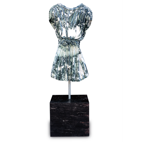 Adara Marble Dress Sculpture - Vintage 1970s Chic Home Accent, Handcrafted Fashion Artistry Piece