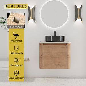 English Elm 24'' Wall-Mounted Bathroom Vanity With Ceramic Sink, Soft-Close Door & Space-Saving Design For Style W999S00396