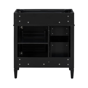 English Elm 30'' Modern Bathroom Vanity Cabinet with Roman Legs, 3 Drawers, Adjustable Shelf, Tip-Out Drawer, Durable MDF/Solid Wood Black N710P236988B