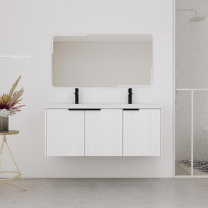 English Elm 48" Modern Wall-Mounted Bathroom Vanity With Resin Double Sink & Soft-Close Doors For Stylish Storage P2 W999S00352-GIGA