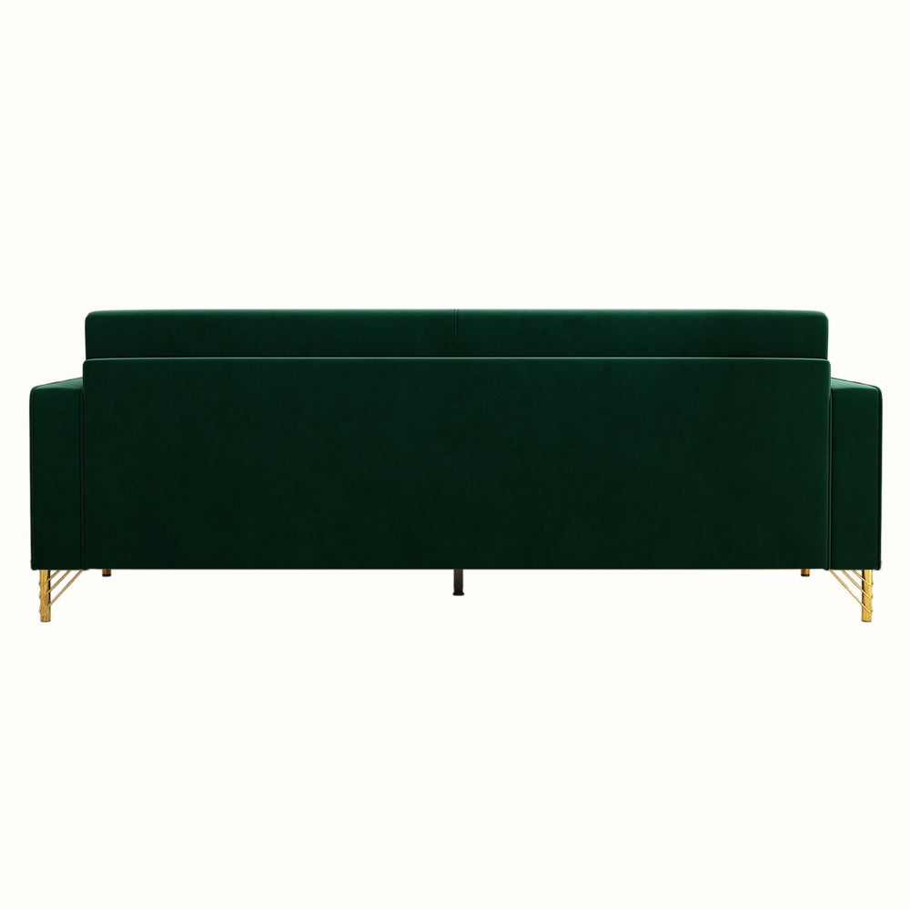 English Elm FX-P18-RG2(SOFA) Emerald Green Velvet Sofa with Gold Legs, Plush Removable Cushions & Modern Flair W57664704
