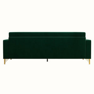 English Elm FX-P18-RG2(SOFA) Emerald Green Velvet Sofa with Gold Legs, Plush Removable Cushions & Modern Flair W57664704