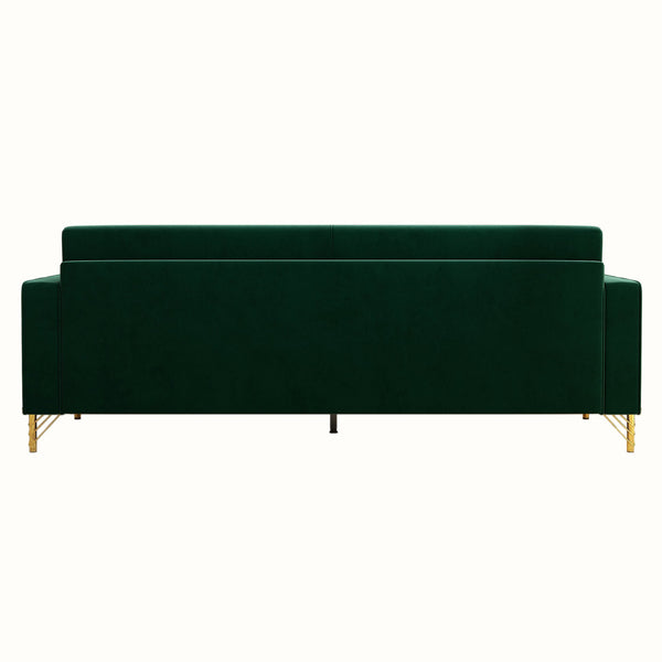 English Elm FX-P18-RG2(SOFA) Emerald Green Velvet Sofa with Gold Legs, Plush Removable Cushions & Modern Flair W57664704