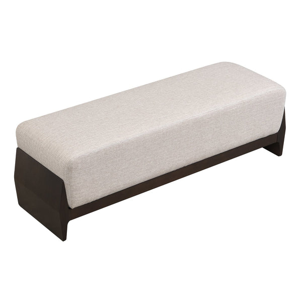 English Elm Rubber Wood Three Seat Upholstered Bench Thick Cushioned Entryway Bedroom Accent N769P355905W