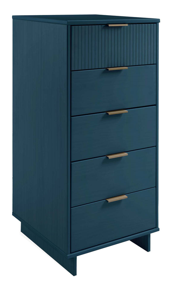 English Elm Granville 24" Chest In Midnight Blue – Elegant 5-Drawer Solid Wood Storage With Luxe Gold Handles B365S00071