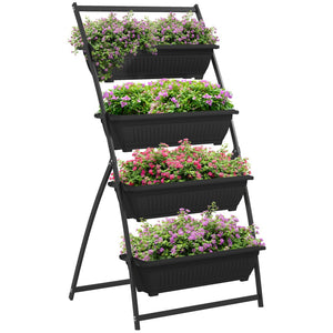 English Elm Outsunny 4-Tier Vertical Garden Planter Set - Space-Saving Elevated Planters For Herbs & Flowers W2225P174496-GIGA