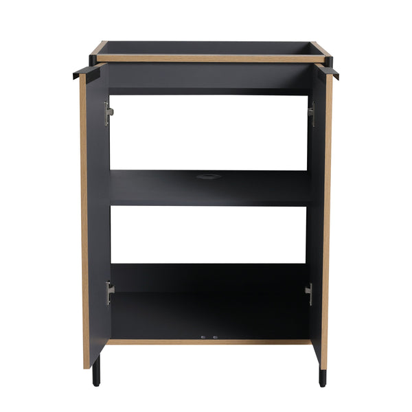 English Elm 24" Freestanding Bathroom Vanity Modern 24in Plywood Cabinet with Soft-Close Hinges, Adjustable Shelf, Scratch & Water-Resistant Finish, KD Packing Excludes Sink W999P251003