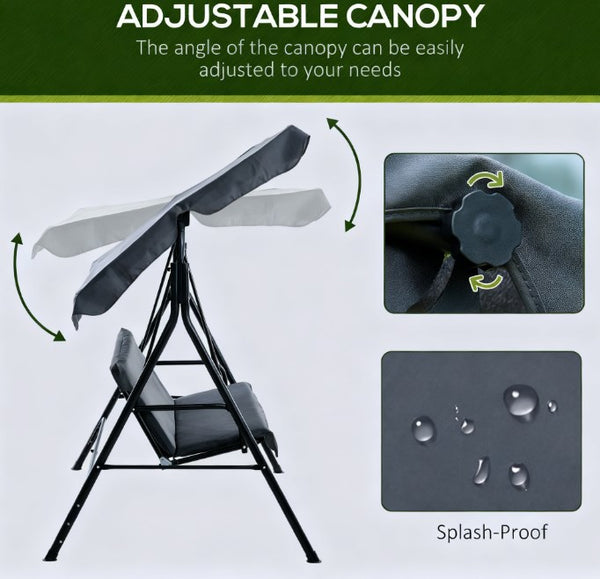 English Elm Outdoor 3 Person Canopy Swing with Steel a Frame Cushioned Seat and Uv Shade T3971P419089