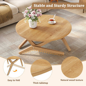 English Elm Round Solid Rubberwood Adjustable Height Coffee Cocktail Table for Modern Living Rooms N735P369877N