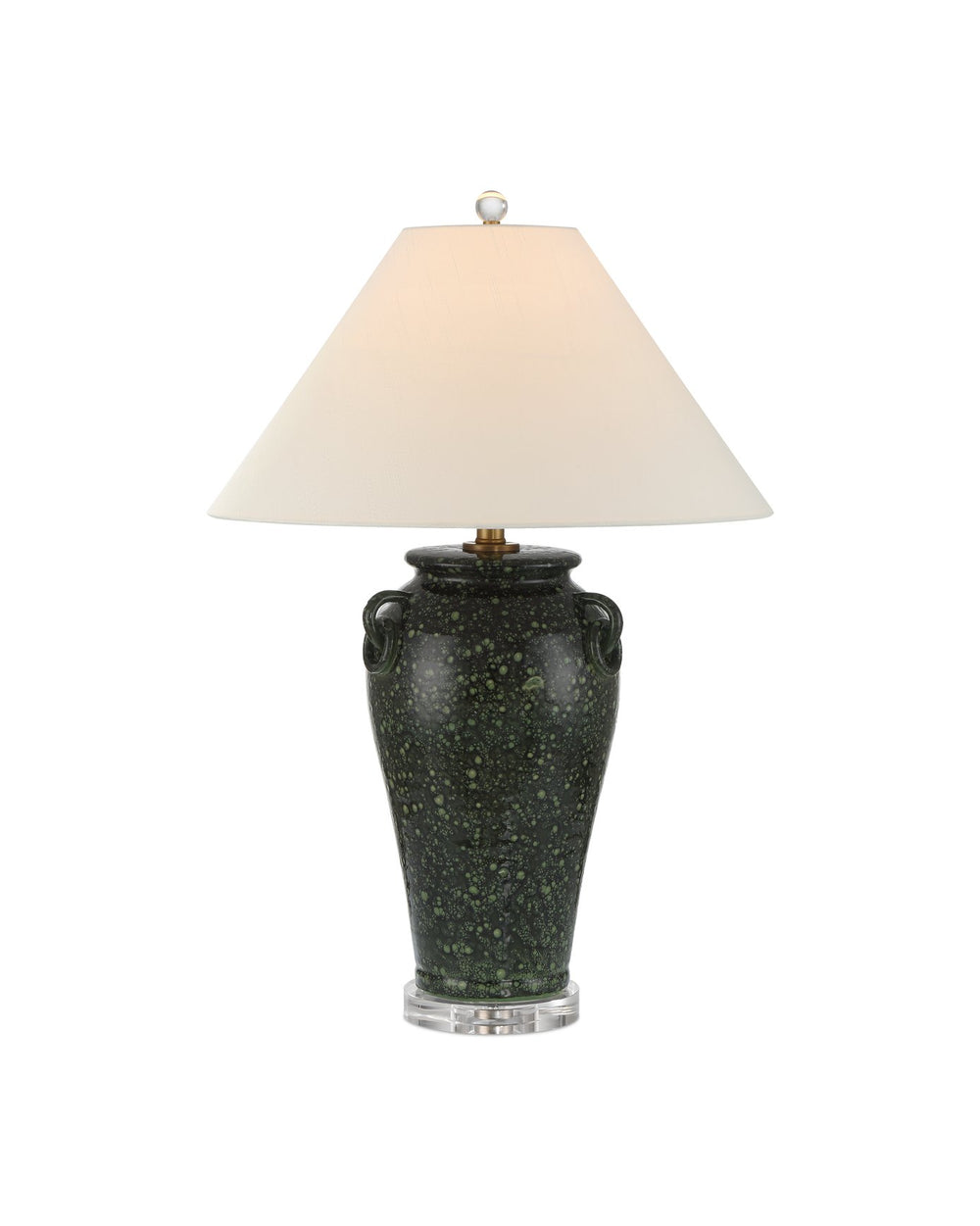 Currey & Company Junko Green Table Lamp - Artisanal Terracotta Design With Antique Brass, Crystal Base & Elegant Shade Green Terracotta ,Optic Crystal 6000-1032-currey-company