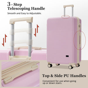 English Elm Luggage 5 Piece Hardside Abs Set with Front Access Carry on and Tsa Spinner Wheels Light Pink N732P391579U