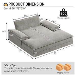 English Elm Modern Oversized Double Chaise Lounge Chair - Luxurious Chenille Sofa For Living Rooms & Reading Nooks W1885S00185