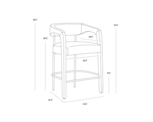 Sunpan Mavia Counter Stool - Modern Design with Ludlow Sesame Leather and Matte Black Iron Frame