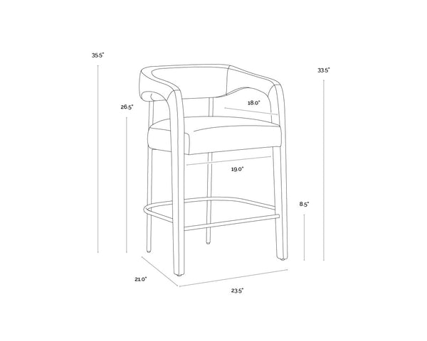 Sunpan Mavia Counter Stool - Modern Design with Ludlow Sesame Leather and Matte Black Iron Frame