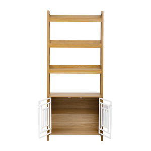 English Elm Modern 2 IN 1 Dog Furniture Leaning Ladder Bookshelf with Hidden Kennel, Walnut Mid-Century Storage for Dogs up to 50lbs N843P256446W