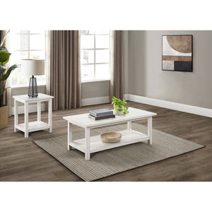 English Elm Castleton Farmhouse Distressed White Coffee and End Table Set with Open Shelving B062S01641