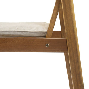 English Elm Christopher Knight Home® - Preston Acacia Outdoor 7PC Dining Set with 6 Beige Cushions, Weather‑Resistant Wood Table for Patio PRESTON7PDSET