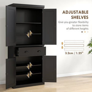 English Elm Homcom 72" Kitchen Pantry - Stylish Freestanding Storage Cabinet With Adjustable Shelves & Drawer W2225S00055