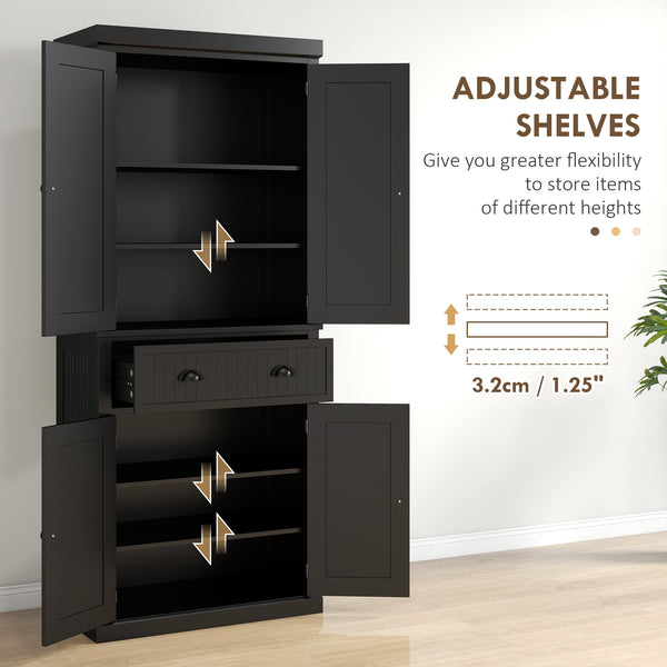 English Elm Homcom 72" Kitchen Pantry - Stylish Freestanding Storage Cabinet With Adjustable Shelves & Drawer W2225S00055