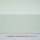 Clean Spaces 3" Green Tea Foam Topper with Cooling Cover Casual 3" Green Tea Foam Topper with Cooling Removable Cover CSP16-1529 Green