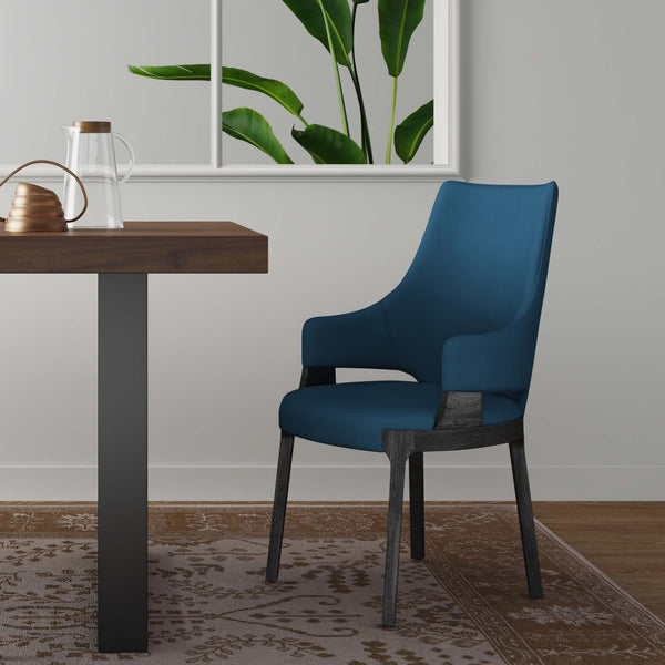 English Elm Kara Upholstered Dining Chair In Luxurious Blue Velvet - Solid Wood Frame, Fully Assembled Comfort B365P397736
