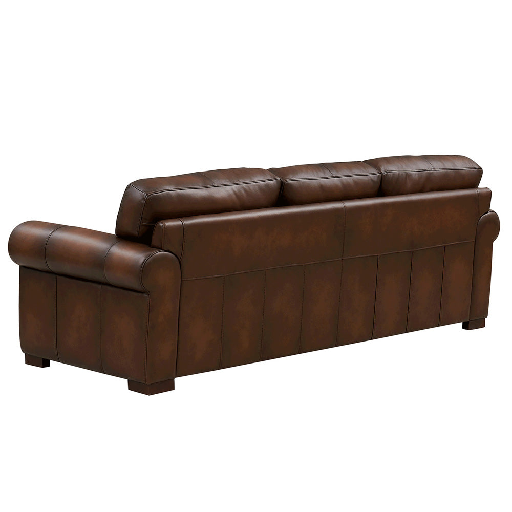 English Elm Brookfield Top Grain Leather Sofa Couch with Transitional Design, Rounded Arms & Solid Wood Feet, Elegant Comfort for Family Living Room B2705P211767