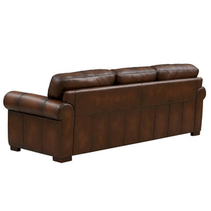English Elm Brookfield Top Grain Leather Sofa Couch with Transitional Design, Rounded Arms & Solid Wood Feet, Elegant Comfort for Family Living Room B2705P211767