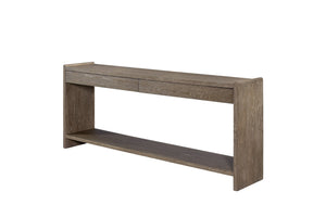 English Elm Sofa Cocoa 2-Drawer Console Table in Brown Solid Wood & MDF, Soft-Close Drawers, Rustic Shelf Blend B2699P323117