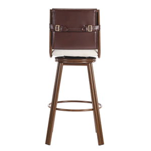 English Elm Christopher Knight Home® - Sibyl Upholstered Bar Stool Set of 2 – Walnut Metal Frame, Cloud-Soft Beige Seat, Durable Faux Leather Backrest N775P340827B