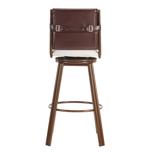 English Elm Christopher Knight Home® - Sibyl Upholstered Bar Stool Set of 2 – Walnut Metal Frame, Cloud-Soft Beige Seat, Durable Faux Leather Backrest N775P340827B