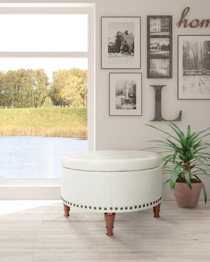 OSP Home Furnishings Alloway Storage Ottoman Cream